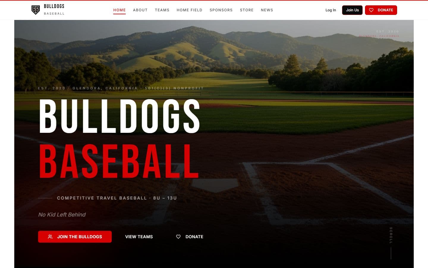 Screenshot of bulldogsbaseballca.com