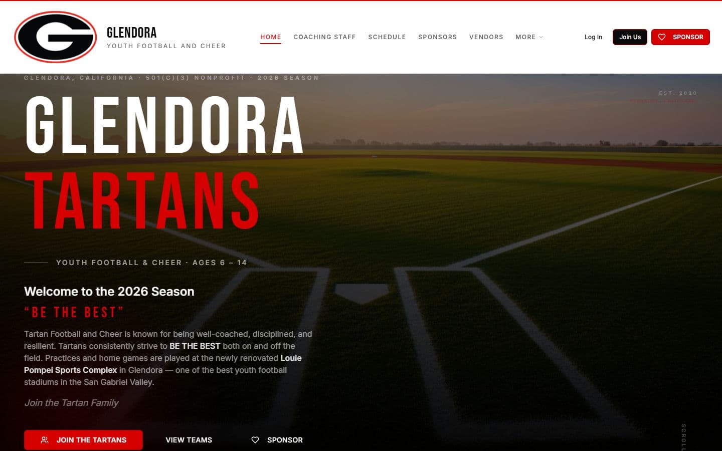 Screenshot of tartansyouth.com